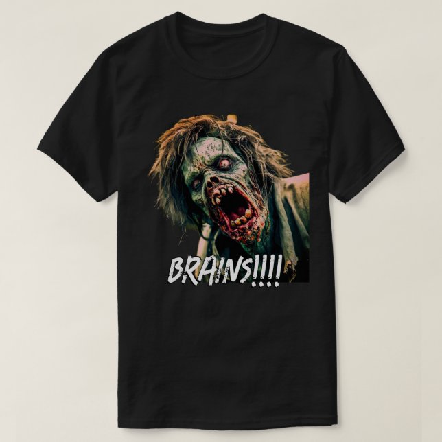Screaming Zombie Brains T-Shirt (Design Front)