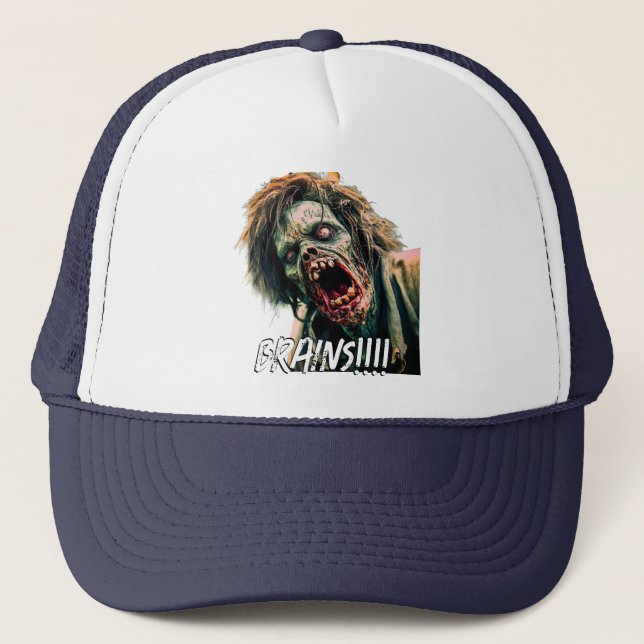 Screaming Zombie Brains Trucker Hat (Front)