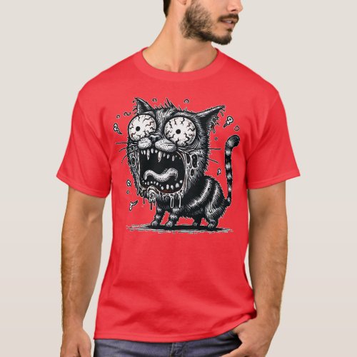Screaming zombie cat T_Shirt