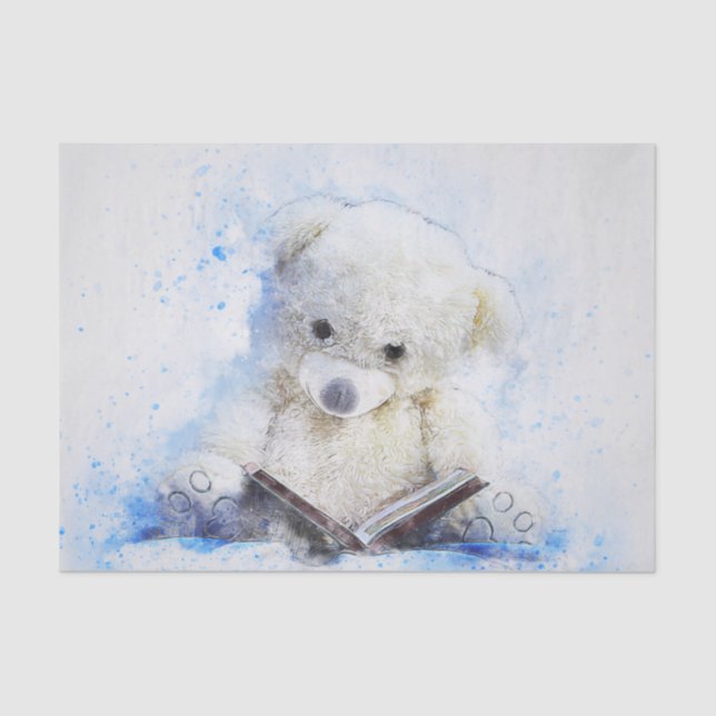 Screamingly Cute Teddy Bear Reading Tissue Paper (Front)