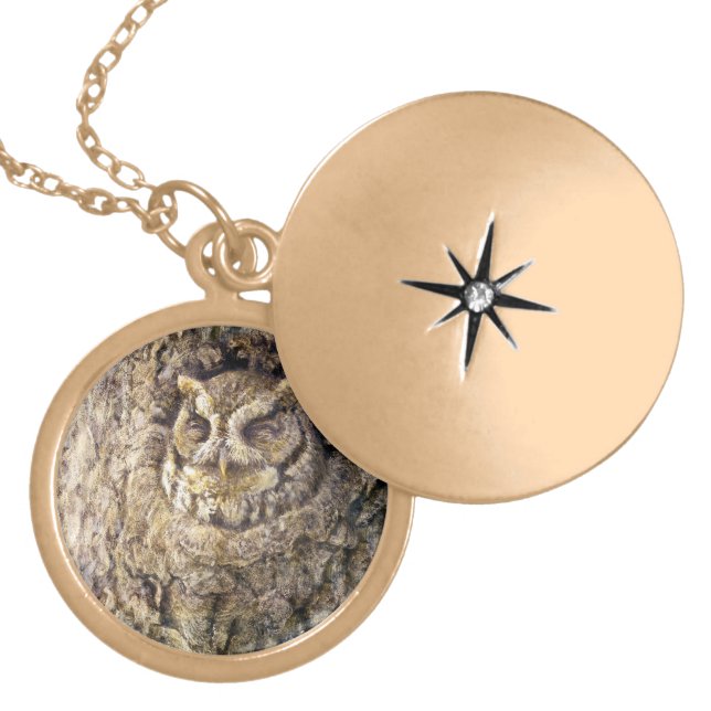 Screech Owl Locket Necklace (Front)