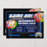 Screen Balloons Video Game Gaming Birthday Party I Invitation