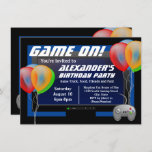 Screen Balloons Video Game Gaming Birthday Party Invitation