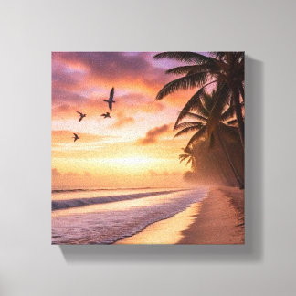 Screen Printing Beach at dawn Canvas Print