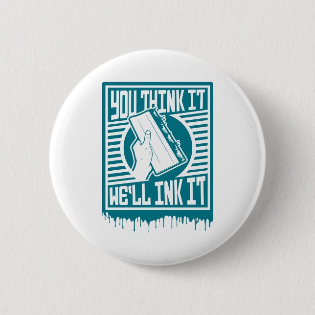 Screen Printing Squeegee Printing Obey Ink Design  Button (Front)