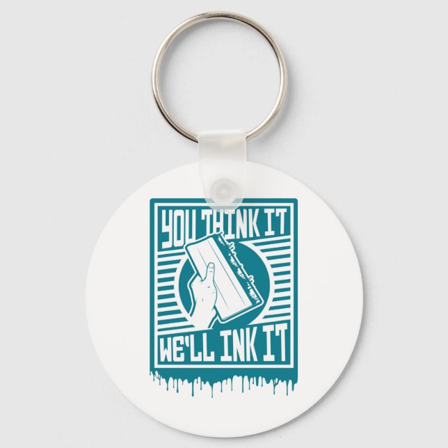 Screen Printing Squeegee Printing Obey Ink Design  Keychain (Front)
