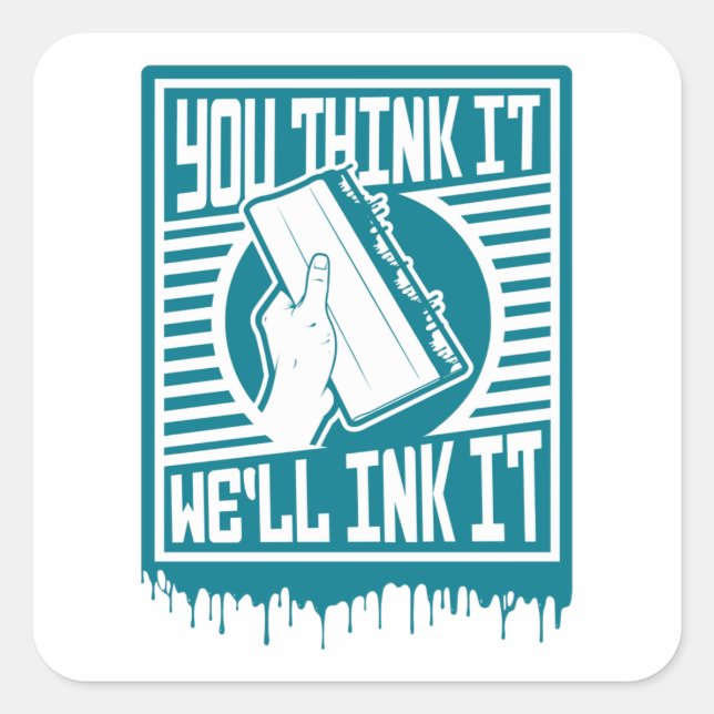 Screen Printing Squeegee Printing Obey Ink Design  Square Sticker (Front)