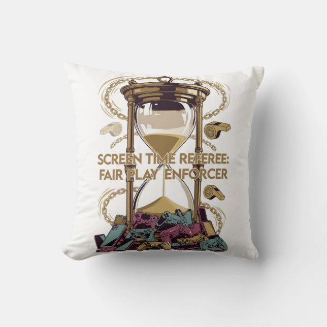 Screen Time Referee T Shirt, Fair Play Enforcer Throw Pillow (Front)
