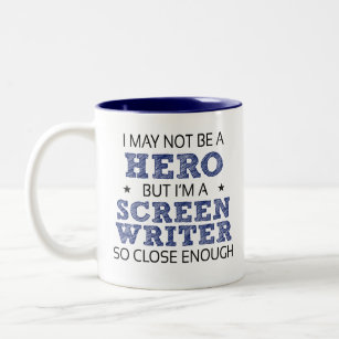 Screen Writer Hero Humor Novelty Two-Tone Coffee Mug