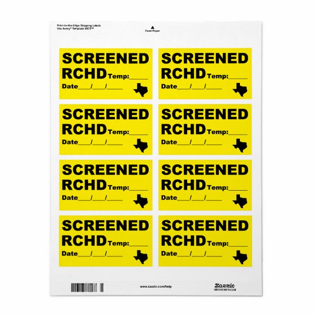 Screened RCHD Label (Full Sheet)