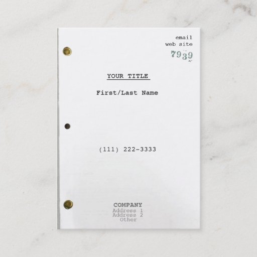 Customizable Screenplay II Business Cards