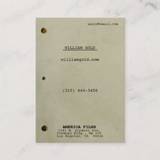 Customizable Screenplay Vintage Wide Business Cards