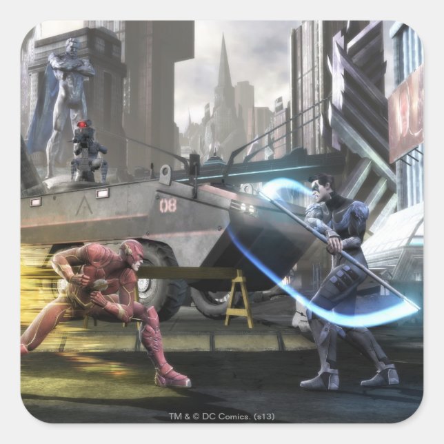 Screenshot: Flash vs Nightwing Square Sticker (Front)
