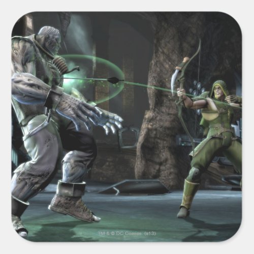 Screenshot Grundy vs Green Arrow Square Sticker