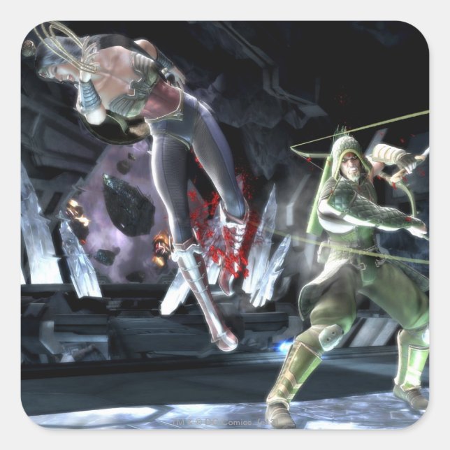 Screenshot: Wonder Woman vs Green Arrow Square Sticker (Front)