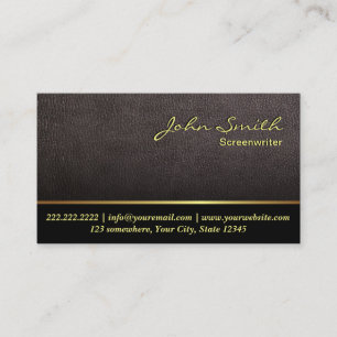Screenwriter Elegant Dark Leather Business Card