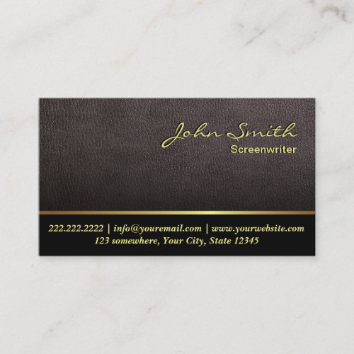 Darker Leather Screenwriter Business Card