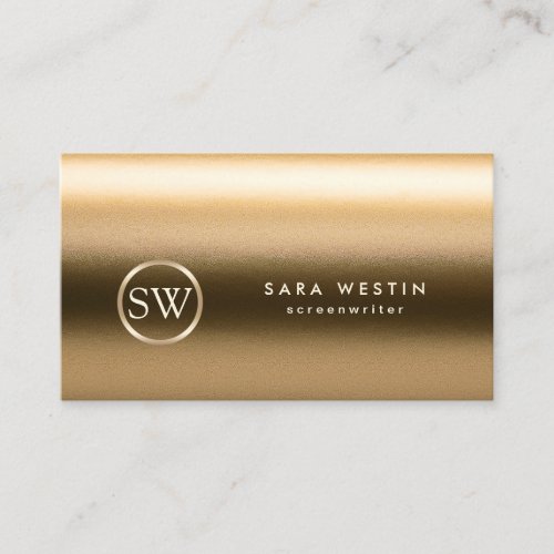 Screenwriter Gold Texture Monogram Business Card