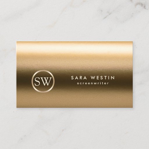 Customizable Screenwriter Gold Texture Monogram Business Card