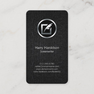 Screenwriter Quill Icon Black Grunge Business Card