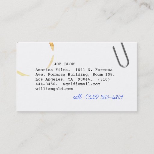 Customizable Screenwriter vi business card