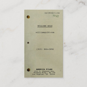 Screenwriter Vintage Business Card