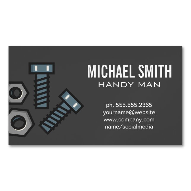 Screw and Bolts Business Card Magnet (Front)