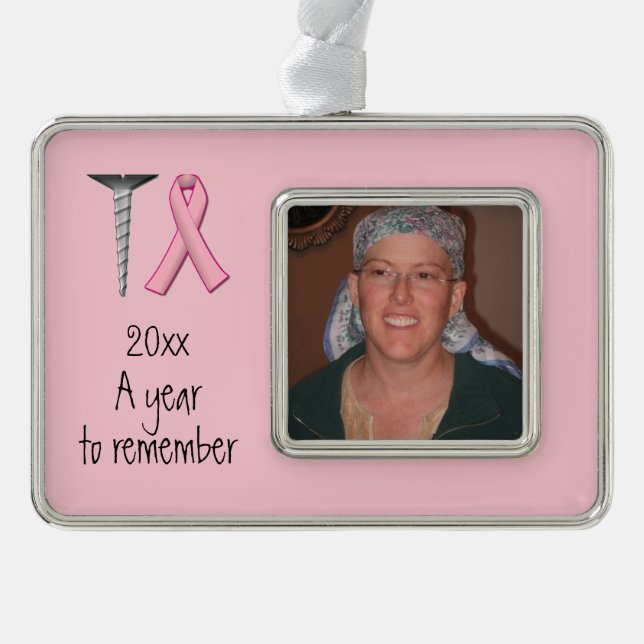 Screw Breast Cancer, A Year to Remember Christmas Ornament (Front)