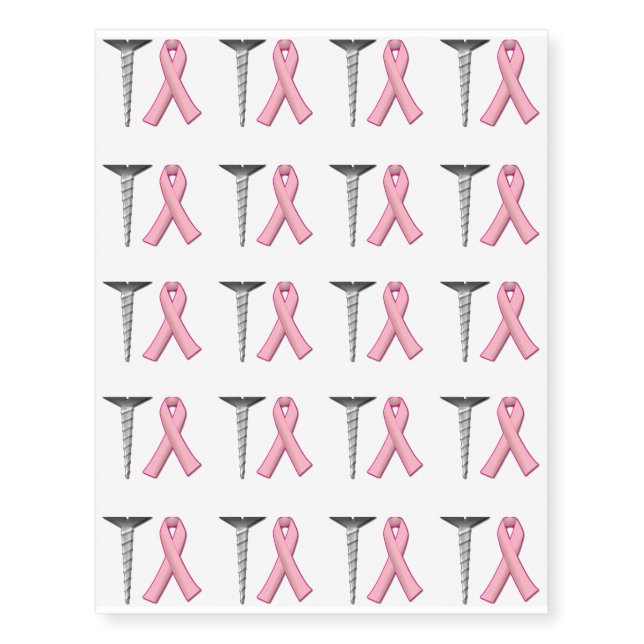 Screw Breast Cancer Awareness Pink Ribbon Temporary Tattoos (Front)