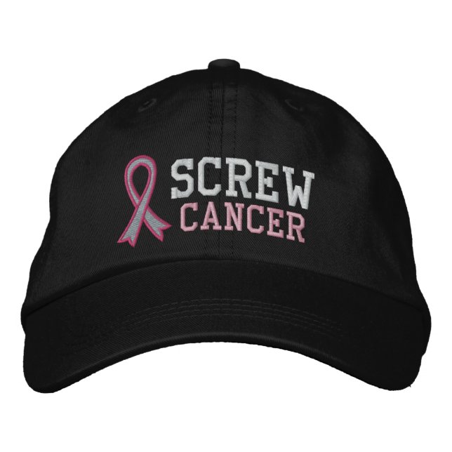 Screw Breast Cancer Embroidered Baseball Hat (Front)