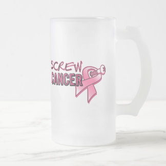 Screw Breast Cancer Frosted Glass Beer Mug