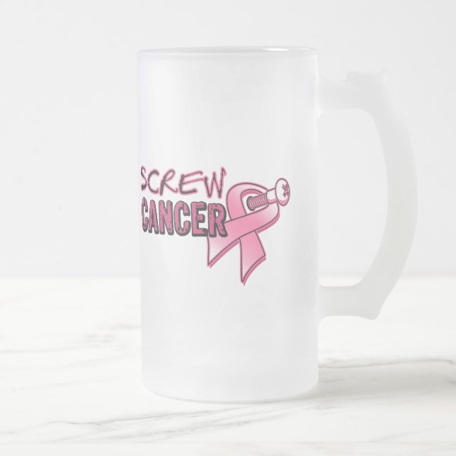 Screw Breast Cancer Frosted Glass Beer Mug (Right)
