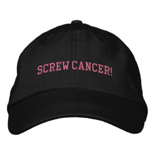 Screw Breast Cancer Pink Block Letters Embroidered Baseball Cap