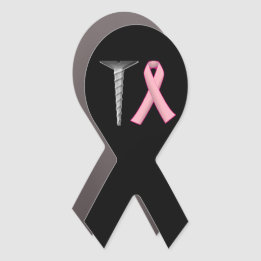 Screw Breast Cancer! Survivors Humor Black Car Magnet