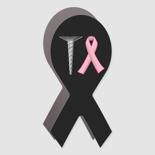 Screw Breast Cancer! Survivors Humor Black Car Magnet (Front)