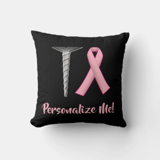 Screw Breast Cancer! Survivors Humor Throw Pillow