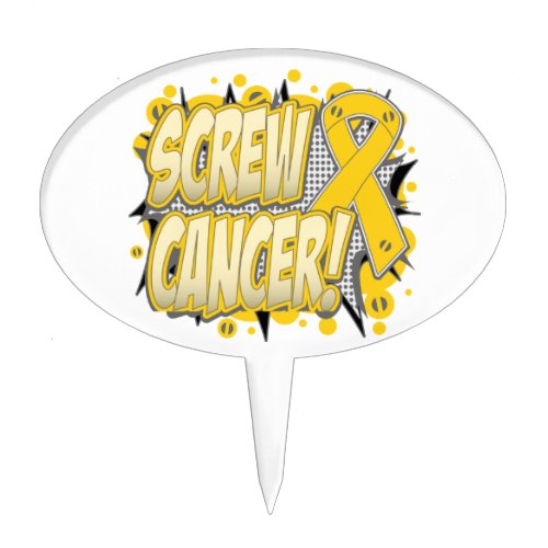 Screw Childhood Cancer Comic Style Cake Topper