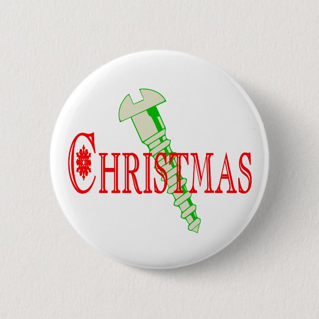 Screw Christmas Pinback Button (Front)