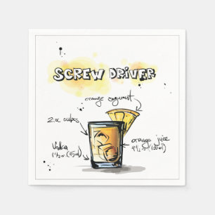 Screw Driver Drink Recipe Cocktail Napkin
