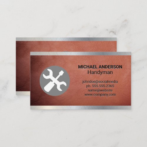 Screw Driver Wrench  Leather Texture Business Card