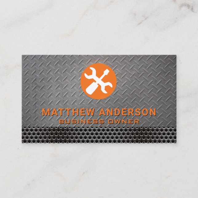 Screw Driver Wrench | Metal Background | Steel Business Card (Front)
