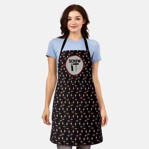 Screw It Corkscrew Funny Wine Bottle  Apron