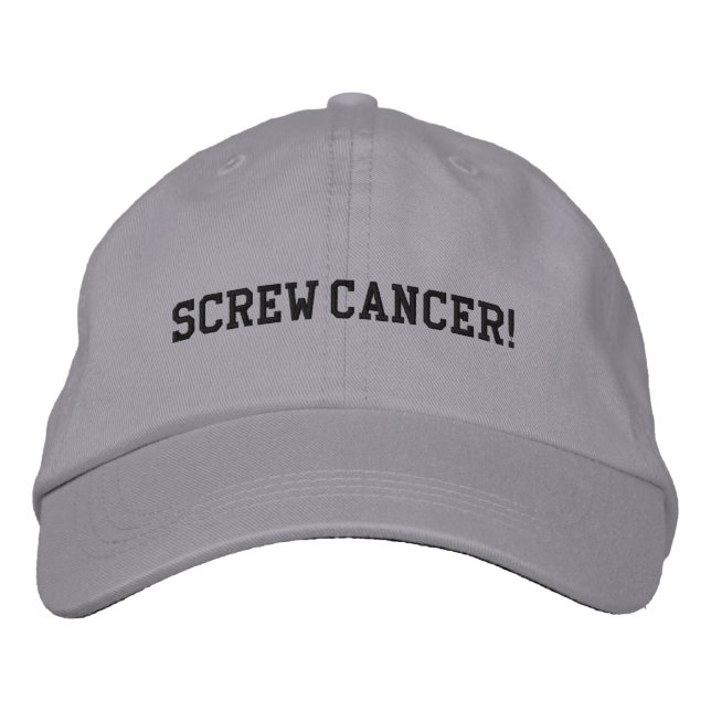 Screw Melanoma Cancer Black Block Letters Embroidered Baseball Hat (Front)