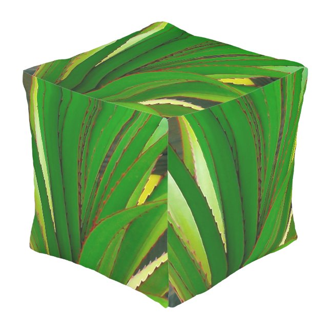 Screw Pine Closeup Outdoor Pouf (Angled Front)
