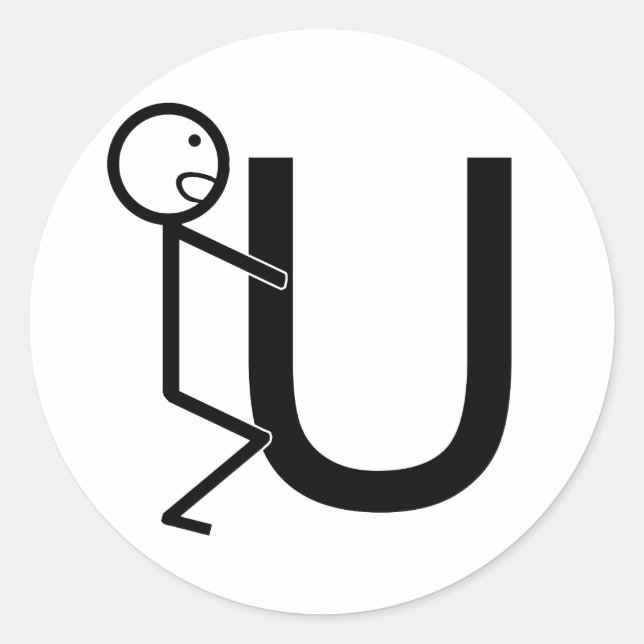Screw U Funny Stick Figures Classic Round Sticker (Front)