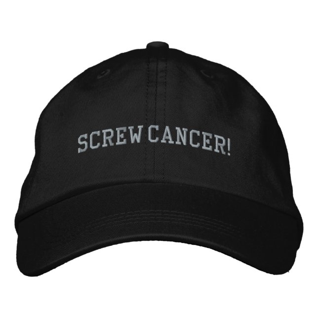Screw Uterine Cancer Peach Block Letters Embroidered Baseball Cap (Front)