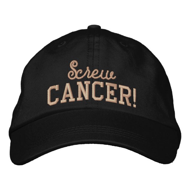 Screw Uterine Cancer Peach Letters Embroidered Baseball Hat (Front)