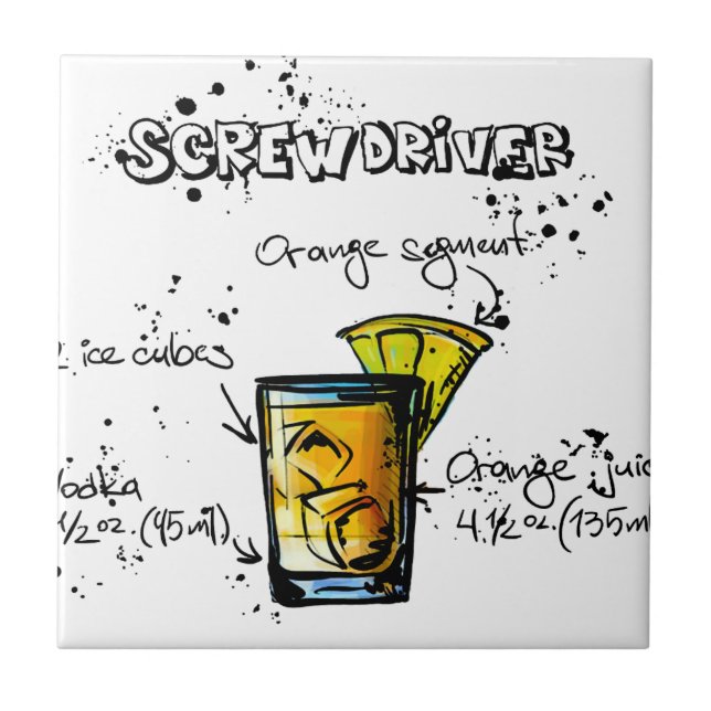 Screwdriver Cocktail Recipe Ceramic Tile (Front)