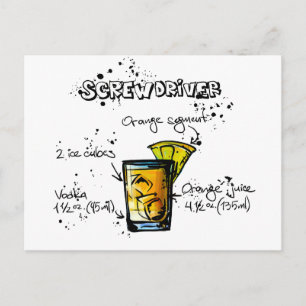 Screwdriver Cocktail Recipe Postcard