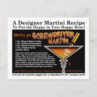 Screwdriver Halloween Martini Recipe Postcard